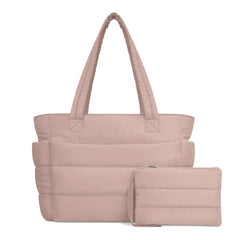 Dusty Rose Puffy Tote Bag + Pouch Free