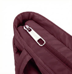 Burgundy Puffy Tote Bag + Pouch Free