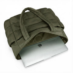 Dark Green Puffy Tote Bag + Pouch Free