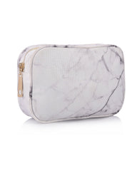 حقيبة مكياج من الرخام الأبيض