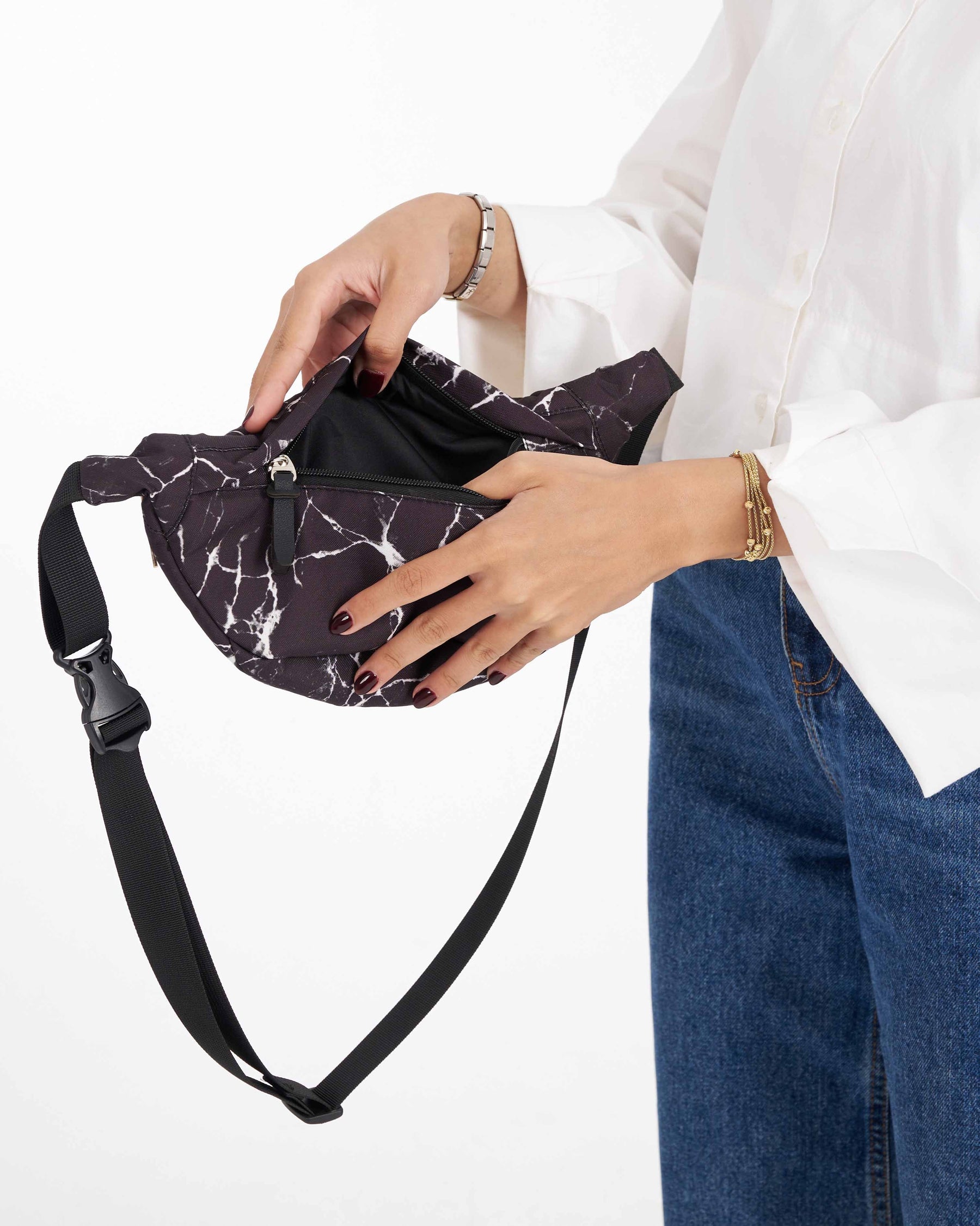 Black Marble Waist Bag