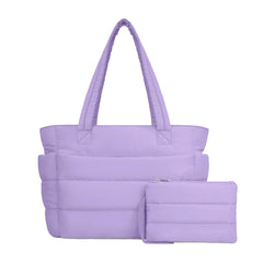 Lavender Puffy Tote Bag + Pouch Free