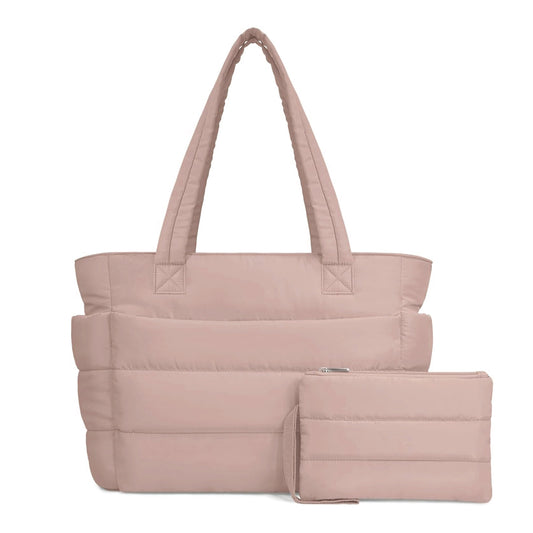 Dusty Rose Puffy Tote Bag + Pouch Free