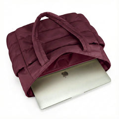Burgundy Puffy Tote Bag + Pouch Free