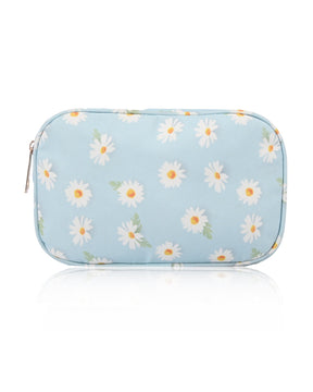 Baby Blue Dasiy Flower Makeup Bag