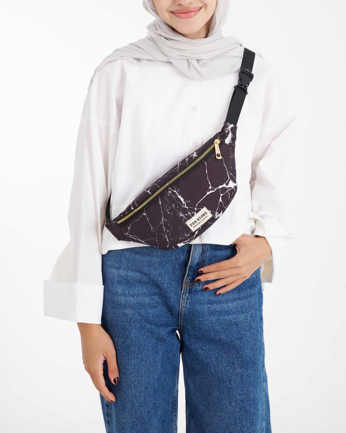 Black Marble Waist Bag
