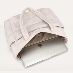 Beige Puffy Tote Bag + Pouch Free