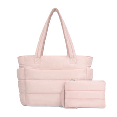Blush Pink Puffy Tote Bag + Pouch Free
