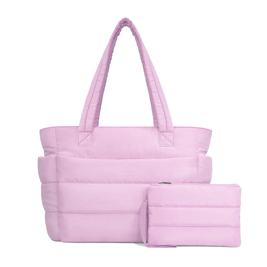 Baby Pink Puffy Tote Bag + Pouch Free