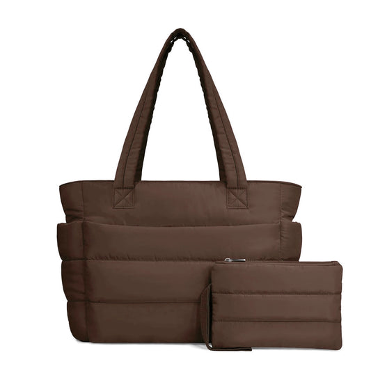 Chocolate Puffy Tote Bag + Pouch Free