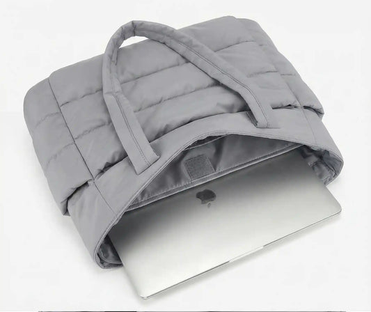 Light Gray Puffy Tote Bag + Pouch Free