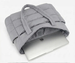 Light Gray Puffy Tote Bag + Pouch Free