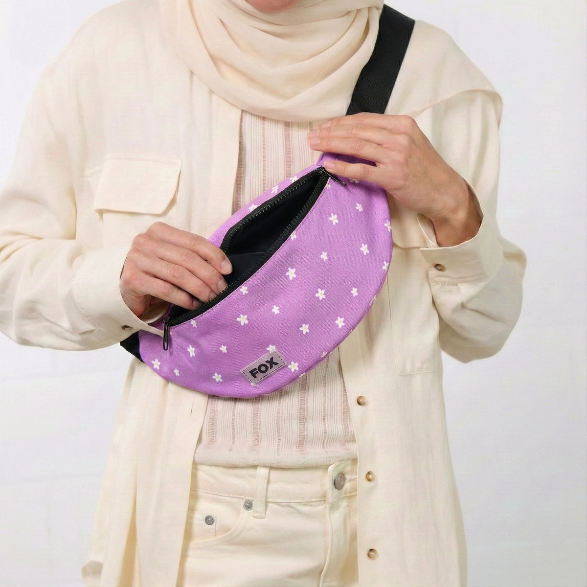 Purble Flower Fanny Pack