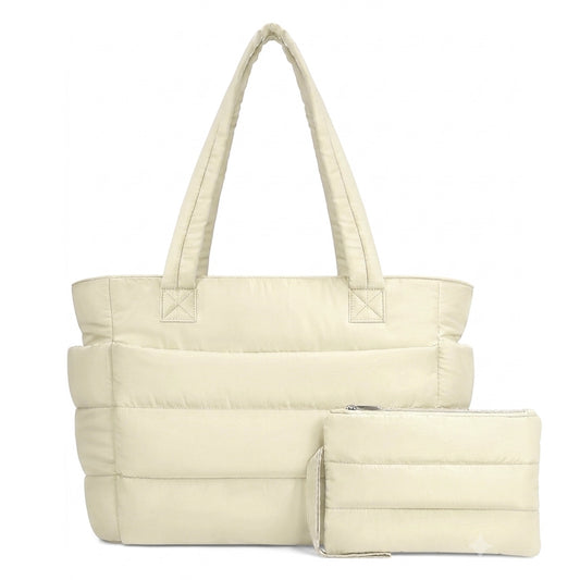 Creamy Puffy Tote Bag + Pouch Free