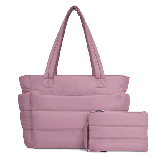 Cashmere Puffy Tote Bag + Pouch Free